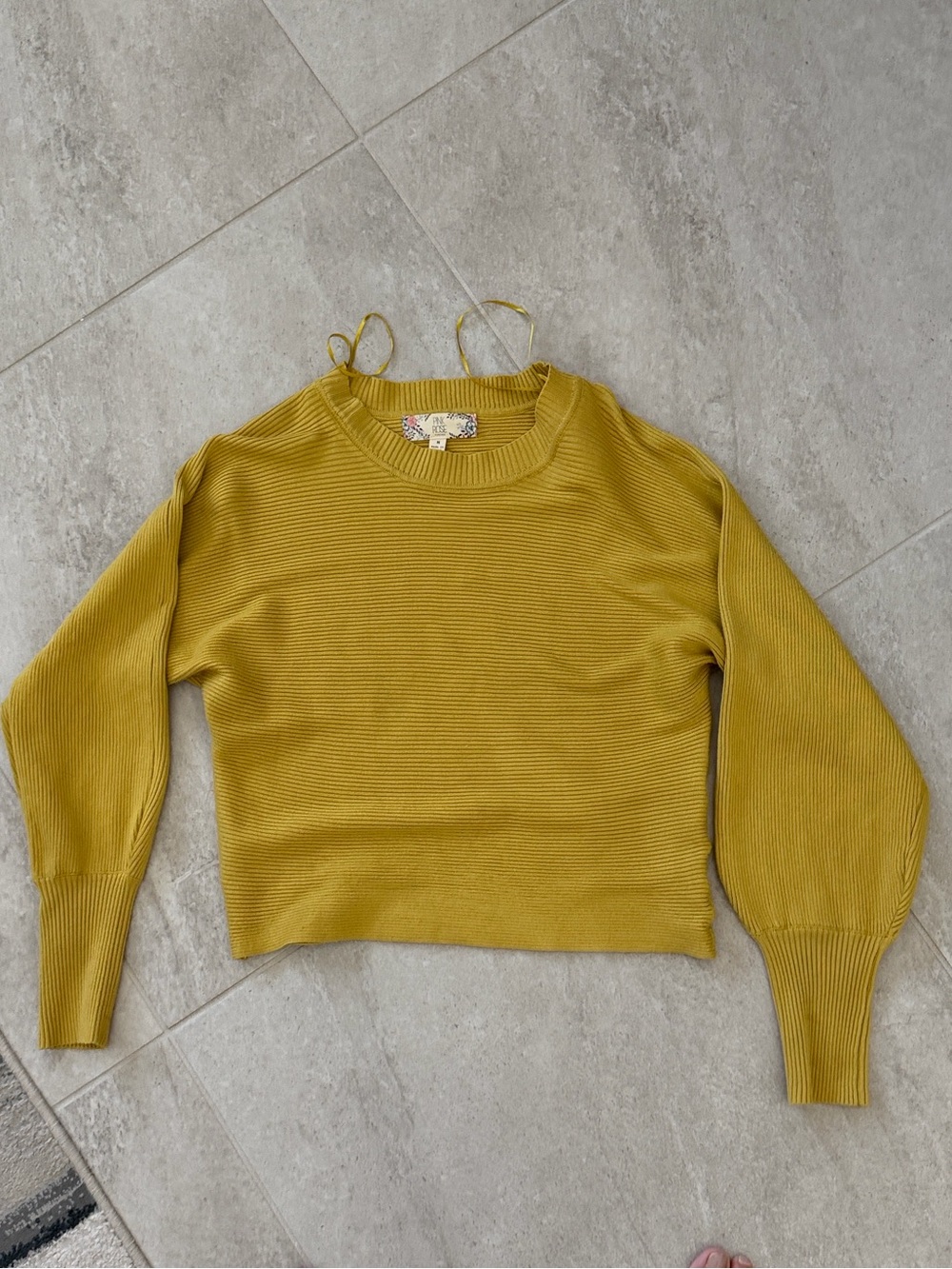 Mustard Yellow Ribbed Knit Sweater